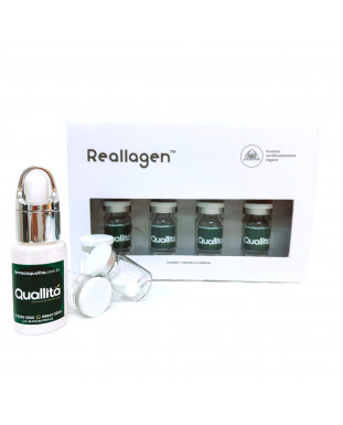 Kit Reallagen™ Esferas com Colágeno Tipo III – 4 unidades 1 Frasco contendo 30mL de Serum Dermorrelaxante diário com Colágeno Vegano Reallagen™ 5% + Argireline® 10%