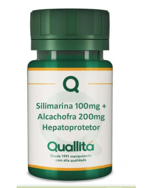 Silimarina 100mg (80% silimarina;30% silibinas) + Alcachofra 200mg - Hepatoprotetor- Cápsulas Quallitá