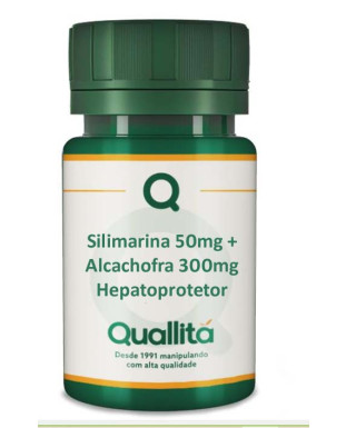 Silimarina 50mg (80% silimarina;30% Silibinas)+ Alcachofra 300mg - Hepatoprotetor - Cápsulas 